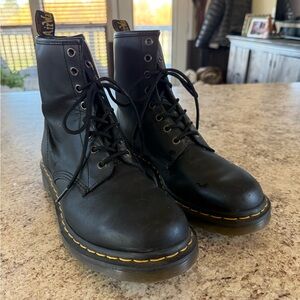 Dr. Martens Black Boots with Yellow Stitching
